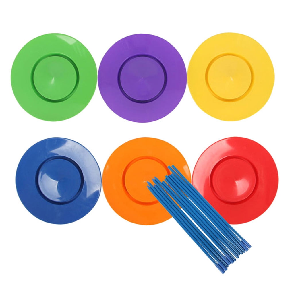 BIBABLYKE Juggling Plates Bulk 6Pcs Acrobatic Toy Clown Turntable Spinning Plate Balance Training Toy for Kids Age2+ Birthday Gift