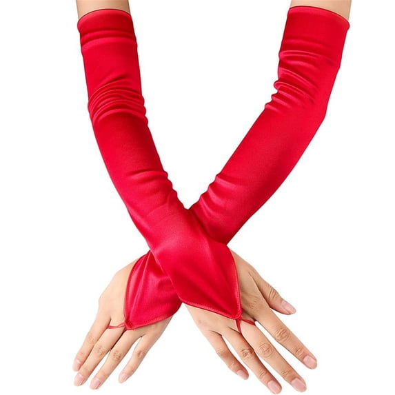 BIBABLYKE Long Evening Satin Elbow Gloves,Evening Opera Gloves Long Gloves Fancy Dress Gloves 1920s Style Prom Gloves Satin gloves,48cm
