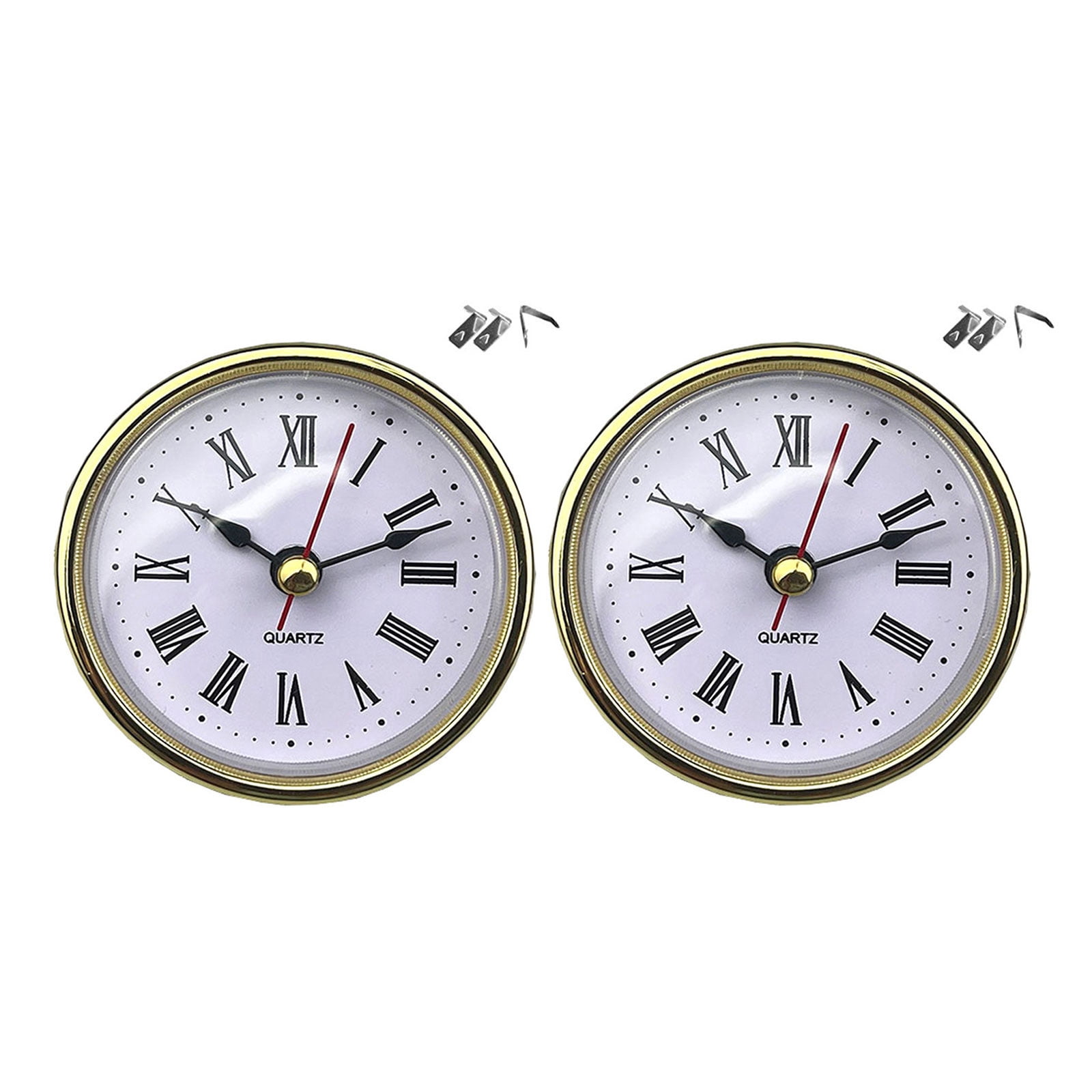 BIBABLYKE Mini Clock Insert 65mm Round Movement White Face with Gold or ...