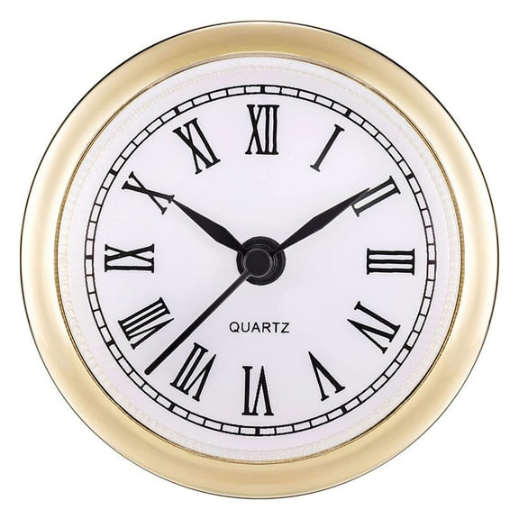 BIBABLYKE Mini Quartz Clock Insert Round Clocks Head Insert Roman Number Replacement Movement White Face 2.4 Inch 61mm Round Clock Fit-up Movement Miniature