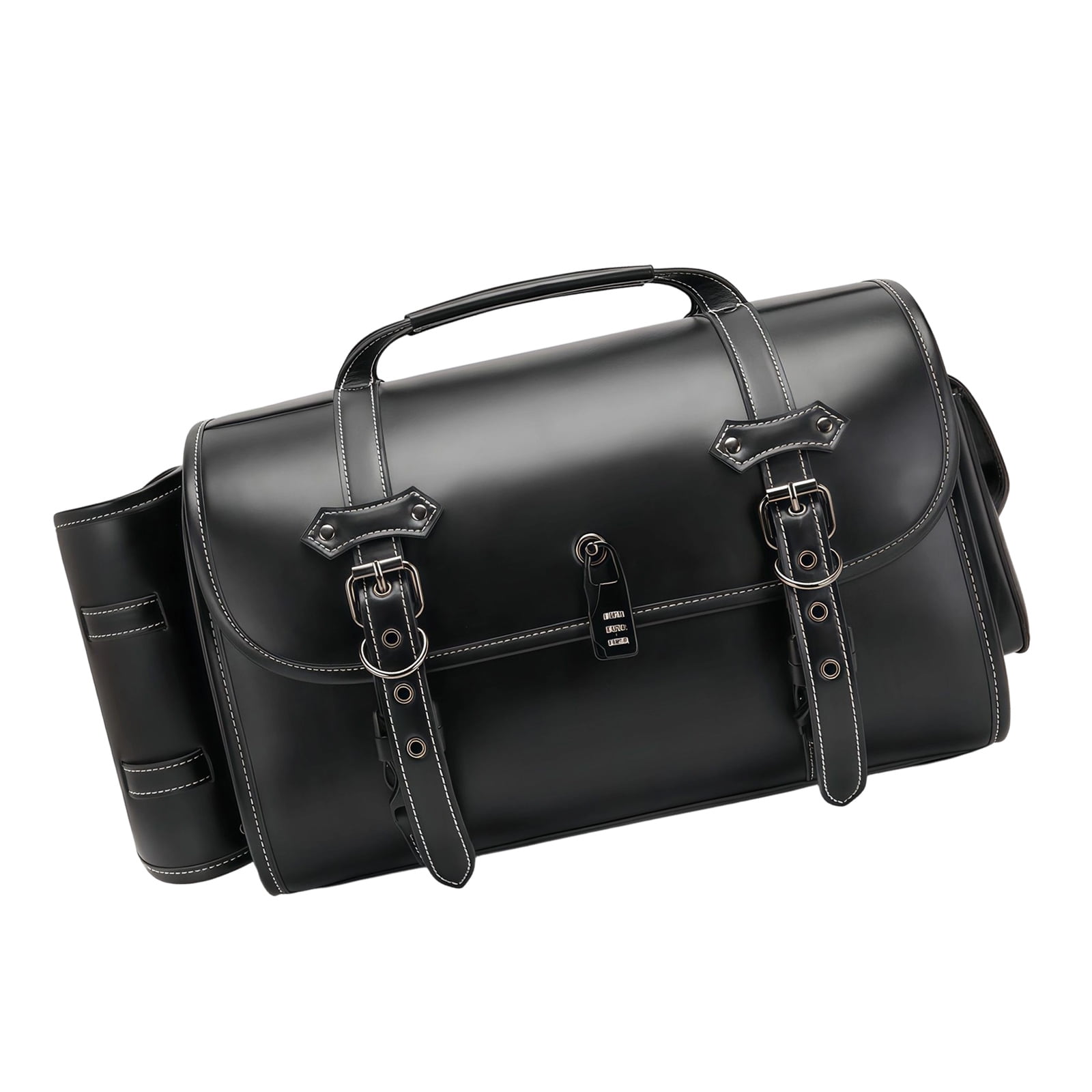 BIBABLYKE Motorcycle Tail Bag,Motorcycle Rear Seat Bag Waterproof PU Leather Motorbike Helmets Bag Luggage Storage Backpack