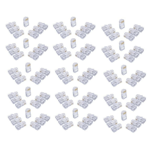 BIBABLYKE Pack Of 100 8P8C Cat6 RJ45 Connectors Cat6 RJ45 Ethernet Cable Crimp Connectors, UTP Networking Plugs For Solid Wire
