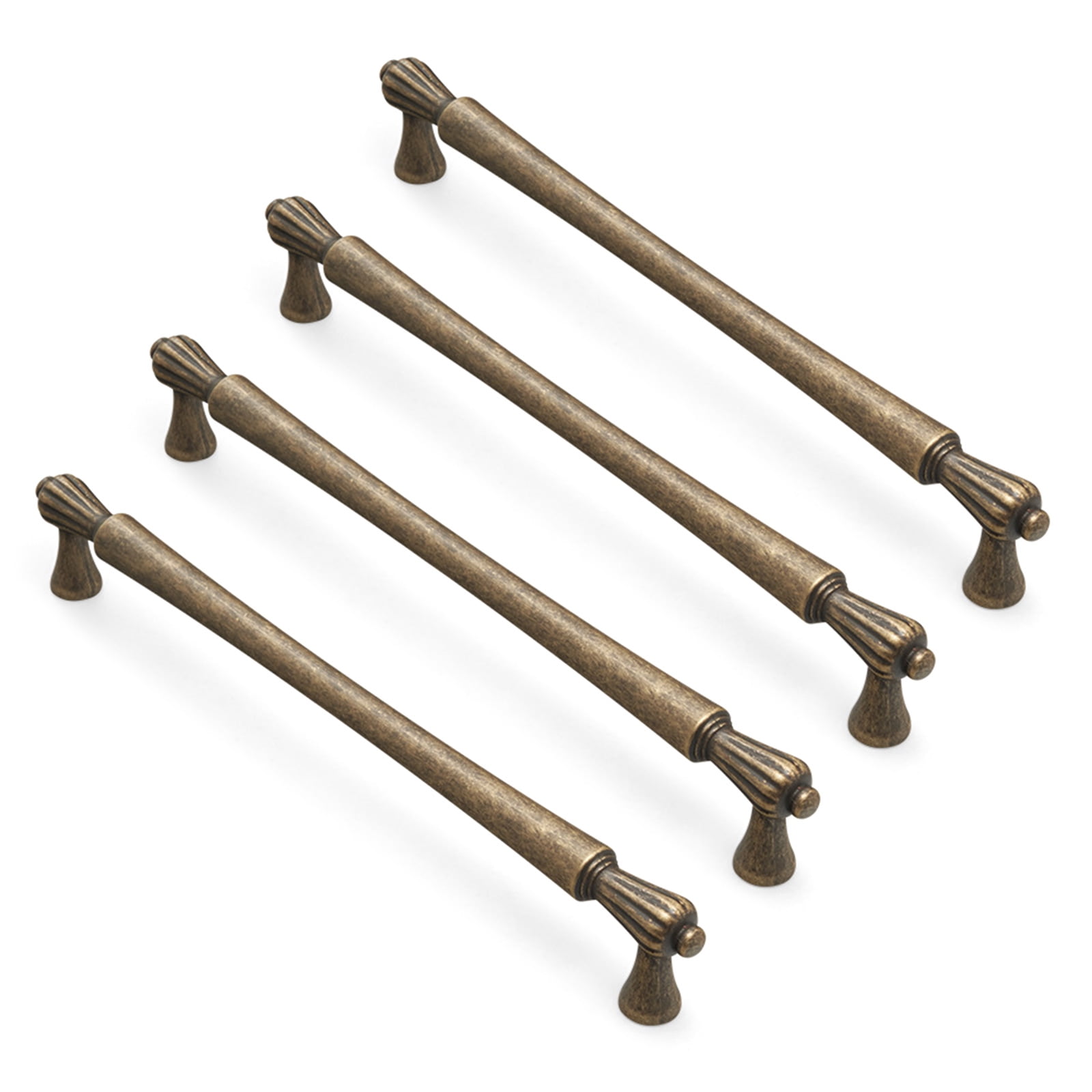 BIBABLYKE Pack Of 4 Antique Brass Cabinet Pull Vintage French Style Handles Multiple Type for Option for Kitchen & Bathroom