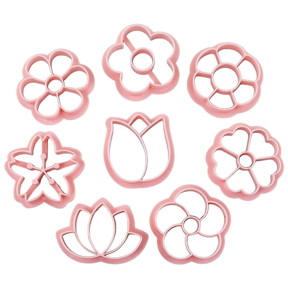 BIBABLYKE Pack Of 8 Flower Cookie Molds for Baking Enthusiasts Biscuit Fondant Embosser Stamp Rusts Resistant Dessert Bakewares
