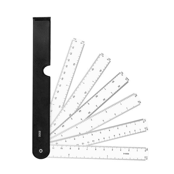 BIBABLYKE Plastic Foldable Architect Engineering Scale Ruler Measuring Drafting Fan Scale Ruler Clear Measuring Tool for Architecture Drawing Sewing