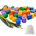 thumbnail image 1 of BIBABLYKE Plastic Lacing Bead Toy Threading Toy for Preschool Kids 50 Beads 4 Strings Learning Toy Baby Hand Ability Travel Toy, 1 of 7