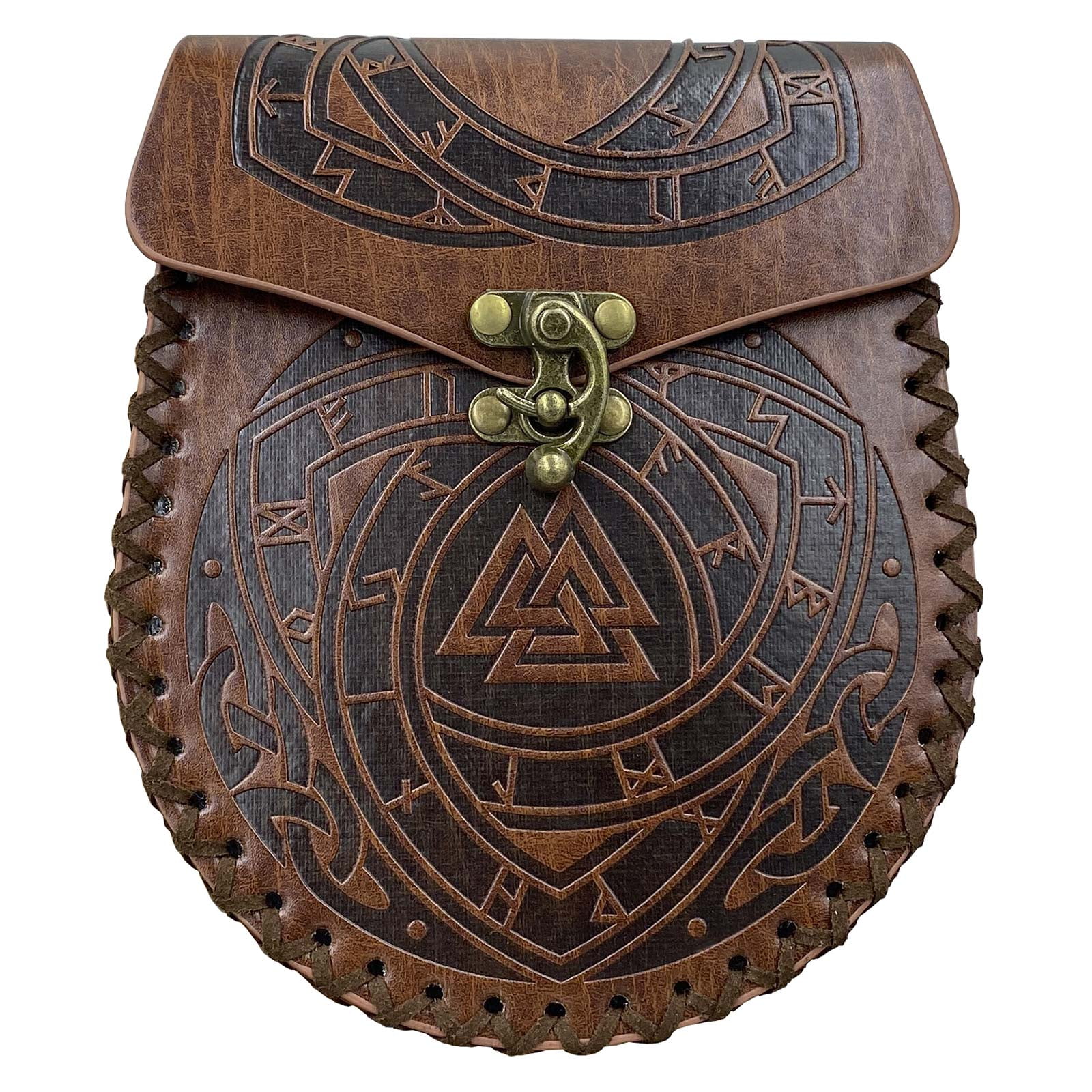 BIBABLYKE Portable Fanny Pack Bag Medieval Leathers Belt Pouch Vintage Embossed Purse Renaissance Dices Bag Cosplay Supplies