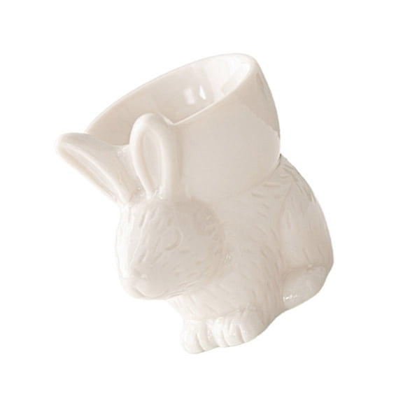 BIBABLYKE Rabbit Shape Eggs Cups Handmade Ceramic Soft Boiled Eggs Holder Fun and Safe Kitchen Tableware Suitable for Breakfast