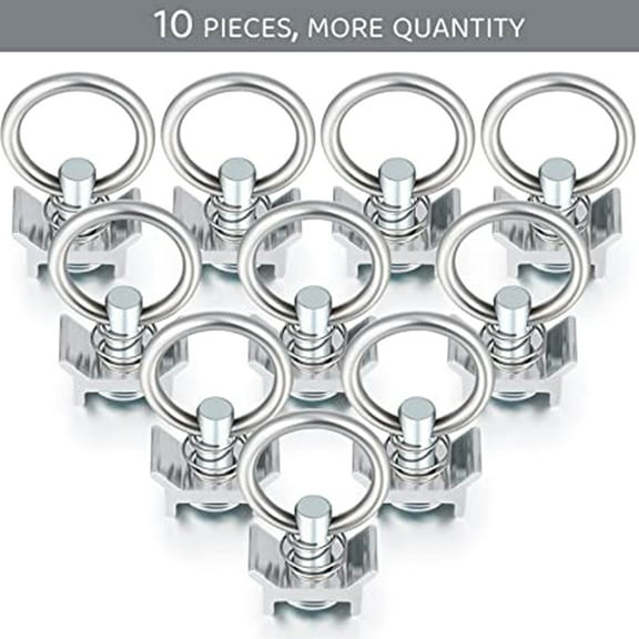 BIBABLYKE Single Stud Fitting L-Track 4,000LB Capacity with Stainless Steel Round Ring Aluminum Keeper Cargo- Control for Airline