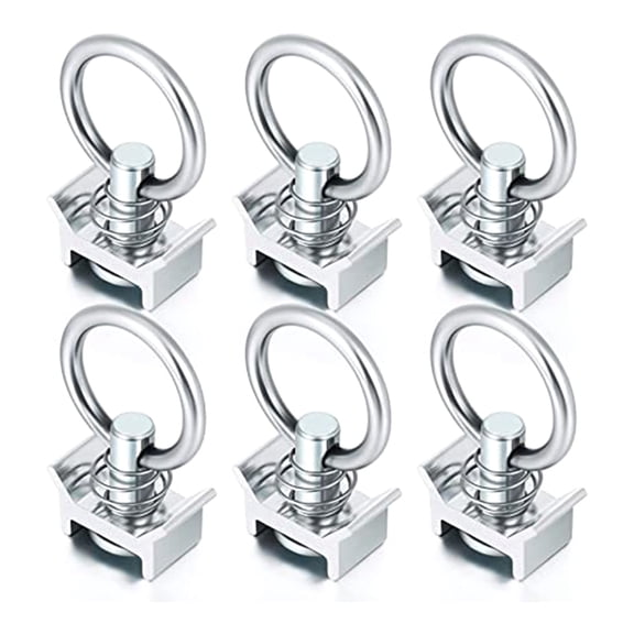 BIBABLYKE Single Stud Fitting L-Track 4,000LB Capacity with Stainless Steel Round Ring Aluminum Keeper Cargo- Control for Airline