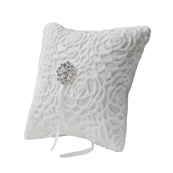 BIBABLYKE Soft Embroidered Rings Pillow European Romantics Bridal Wedding Holder Pillow for Ceremony and Party Decorations