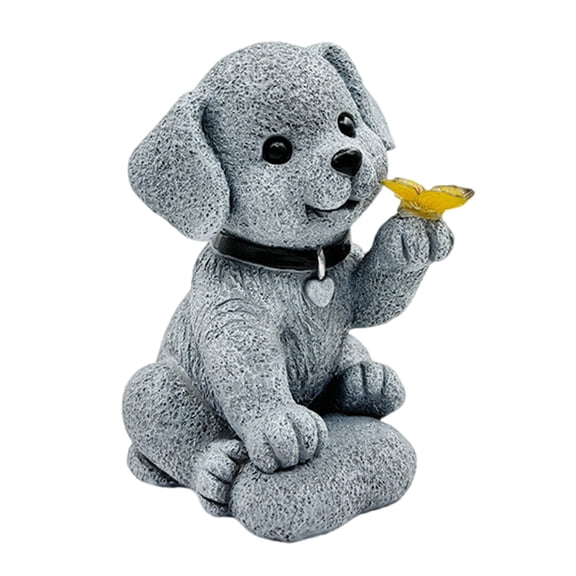 BIBABLYKE Solar Garden Statue Dog Figurine Garden Light Butterfly Dog for Patio Balcony Yard Lawn Housewarming Gift for Garden