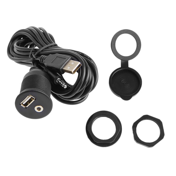 BIBABLYKE USB 3.5mm 1/8 Aux Extension Cable Lead Mounting Panel Car Flush Mount