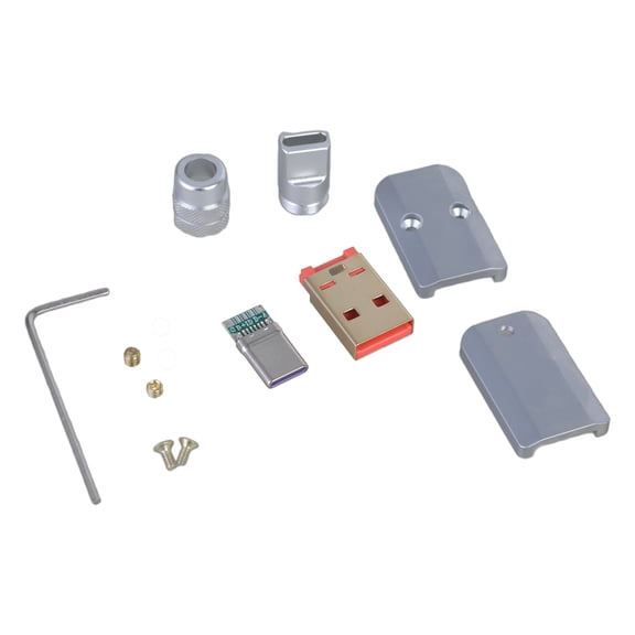 BIBABLYKE USB DIY Kit Screw Fixing Type C Male Plug Connector Aluminum Alloy Housing Shell for 6.0mm Diameter Cable Repair