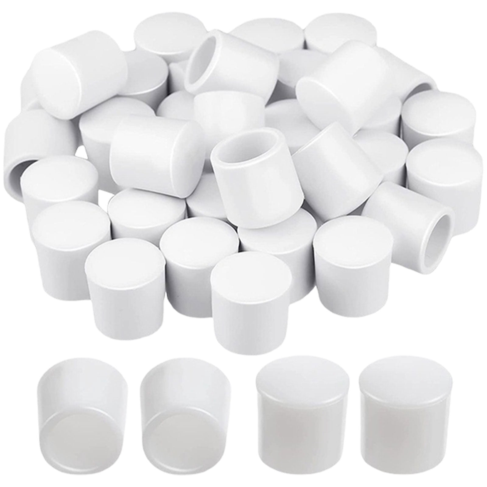20PCS White Rubber Door Stop Bumpers - 0.39 Inch Inner Diameter, Replacement Tips For Wall & Floor Protection