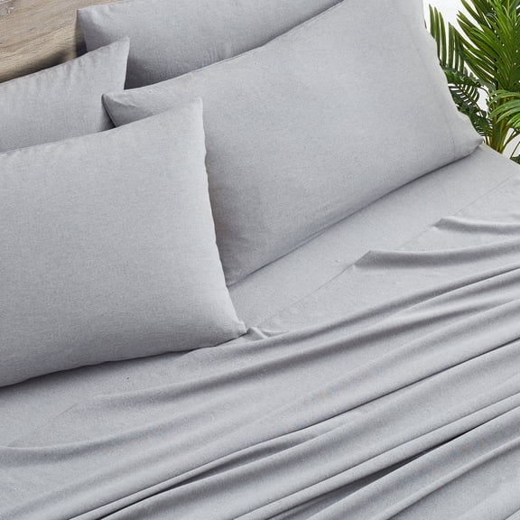 BIBB HOME BAMBOO 2000 THREAD COUNT 6-PIECE CHAMBRAY SHEET SET, TWIN XL - SILVER