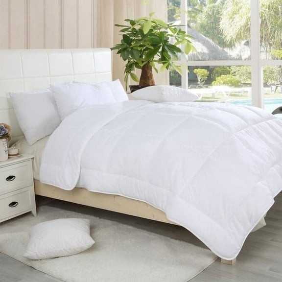 BIBB HOME GOOSE DOWN ALTERNATIVE COMFORTER, QUEEN SIZE - WHITE