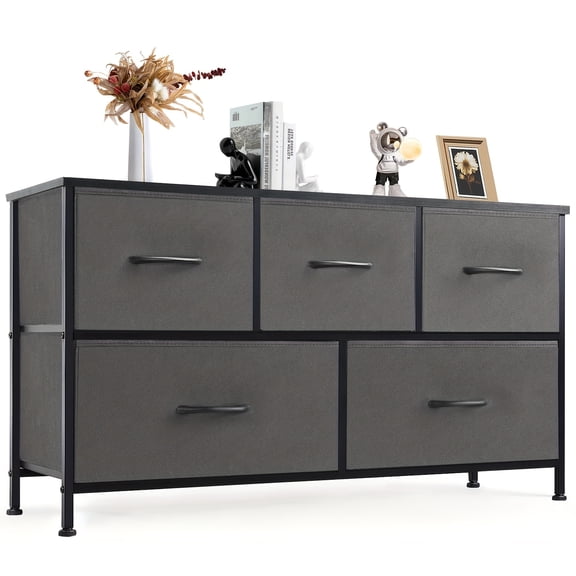 BIBEAR 5-Drawer Heavy-Duty Storage Cabinet - Metal Frame Wood-Like Tabletop, 27"+ Height 3.2+ Cu Ft, Freestanding Organizer for Bedroom Office, Easy Assembly, 4 Colors