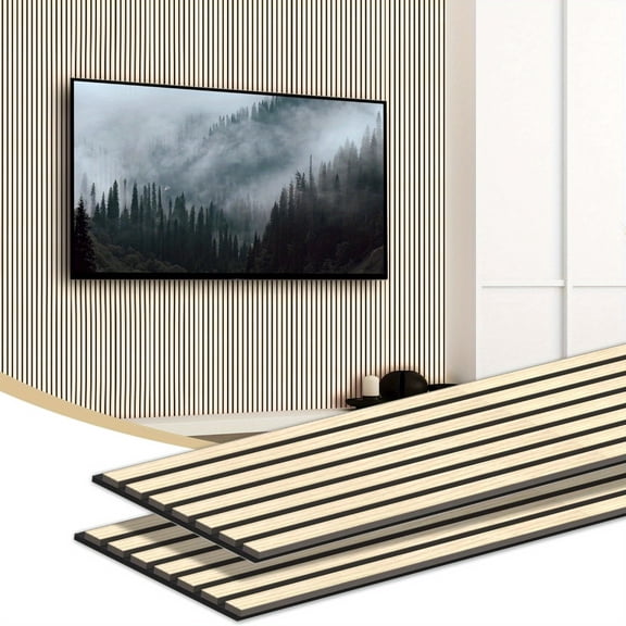 BIBEARBIBEAR 2Pack 92.52"×11" Wall Panels For Interior Wall Decor, Wood Panels For Wall And Ceiling, 3D Wood Slat Wall Panel/Fluted Sound Absorbing Panel