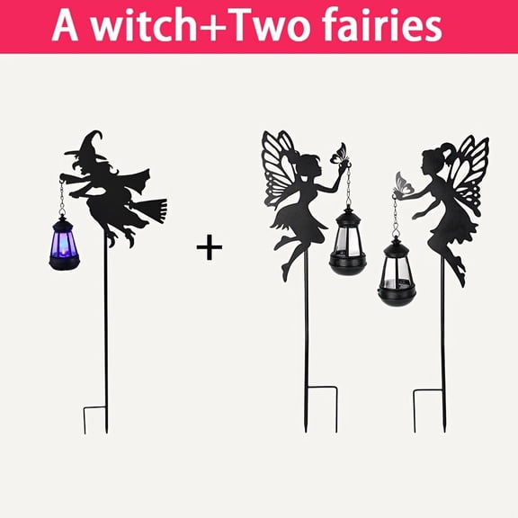 BIBEARBIBEAR 2Pcs 3D Solar Fairy Shadow Lights, IP44 Waterproof, Color/Warm Light, Solar Garden Accent Lights for Outdoor Camping, Valentine's Day Gift