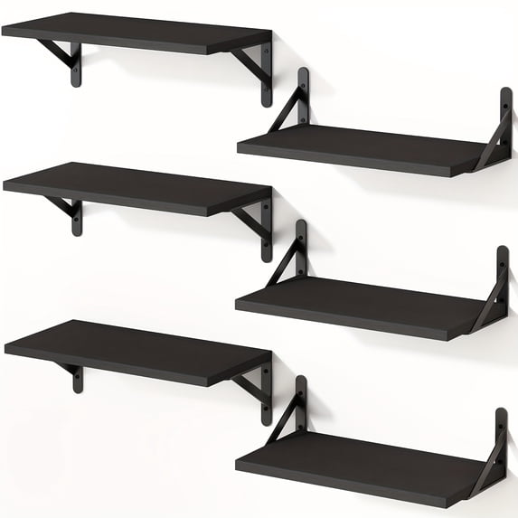 BIBEARBIBEAR 6pcs Heavy Duty Floating Shelves - Farmhouse Ledge Shelves ...
