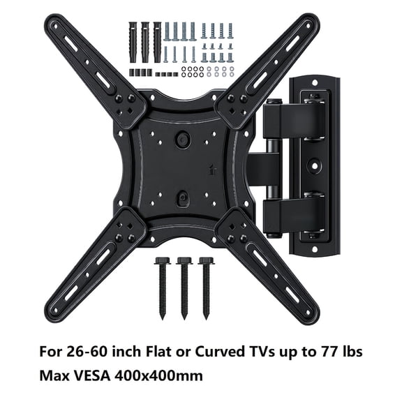BIBEARBIBEAR Full Motion TV Wall Mount (40-86 Inch) - Dual Articulating Arms, Swivel/Tilt, 132 lbs Capacity, Max VESA 600x400mm, Fits 12"/16" Studs, for Home Theater