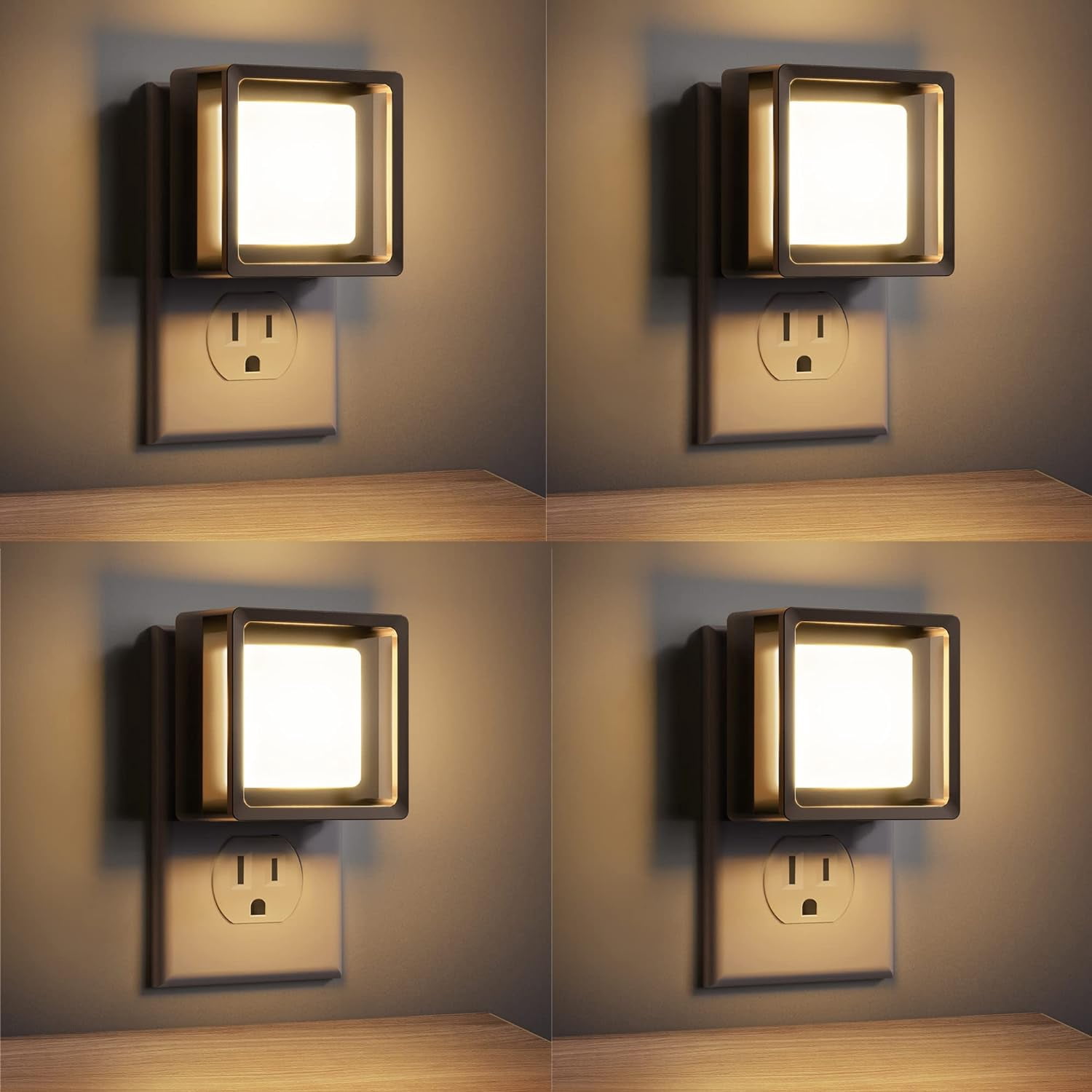BIBEARBIBEAR LED Night Light, Night Lights Plug Into Wall [2 Pack] with Dusk-to-Dawn Sensor, Dimmable Nightlights, Adjustable Brightness for Bathroom, Hallway, Bedroom,Kids Room,Stairway,3CCT