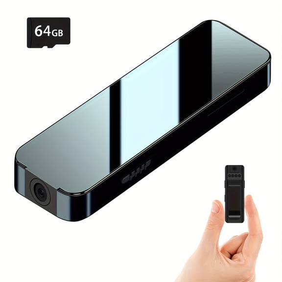 BIBEARBIBEAR Mini Body Camera No WiFi Needed, Instant Vlogging Camera, Motion Activated Small Security Cam, Nanny Cam Tiny Video Recorder for Home Office with 64G Memory Card