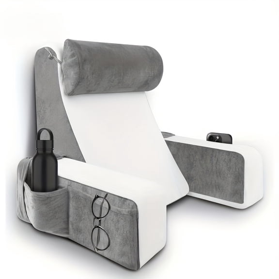 BIBEARBIBEAR Reading Pillow for Bed Solid Foam Support Backrest Armrest Machine Washable for Reading TV Gaming Relax on Bed Couch Floor