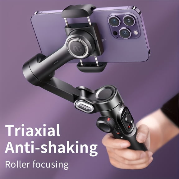 BIBEARBIBEAR Smart XE Foldable Portable 3-Axis Gimbal Stabilizer, Anti-Shake with 360 Rotation & AI Auto Face Tracking, Compatible with Android & iPhone for Vlogging/Live Streaming