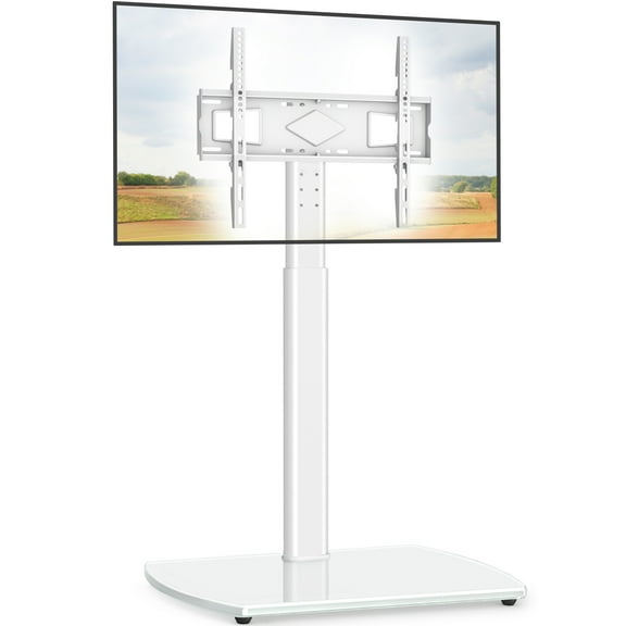 BIBEARBIBEAR Swivel TV Floor Stand with Mount - Universal for 32-65 Inch LCD/LED Flat Screens. Fits Apple TV/Roku Ultra, Height-Adjustable with Shelf - Space-Saving Corner Stand for Home & Office