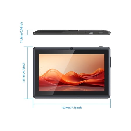 BIBEARBIBEAR Ultra-thin 7-inch Android 14 Tablet, A133 CPU 2GB RAM 32GB ROM, 1024x600 IPS, 3000mAh, Dual Cameras, 2.4G WiFi, Type-C, for Reading Learning