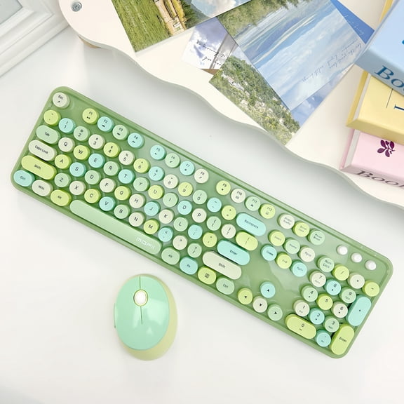 BIBEARBIBEAR Wireless Retro Punk Mouse Suite - Sweet Mixed Color, Ergonomic Design, 2.4GHz USB Receiver, Portable Silent Mouse for Gamers & Office Workers, PC/Mac Desk Accessory