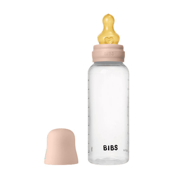 BIBS Baby Bottle with Medium Flow Natural Rubber Latex Nipple, Blush, 9 oz, 1 Each