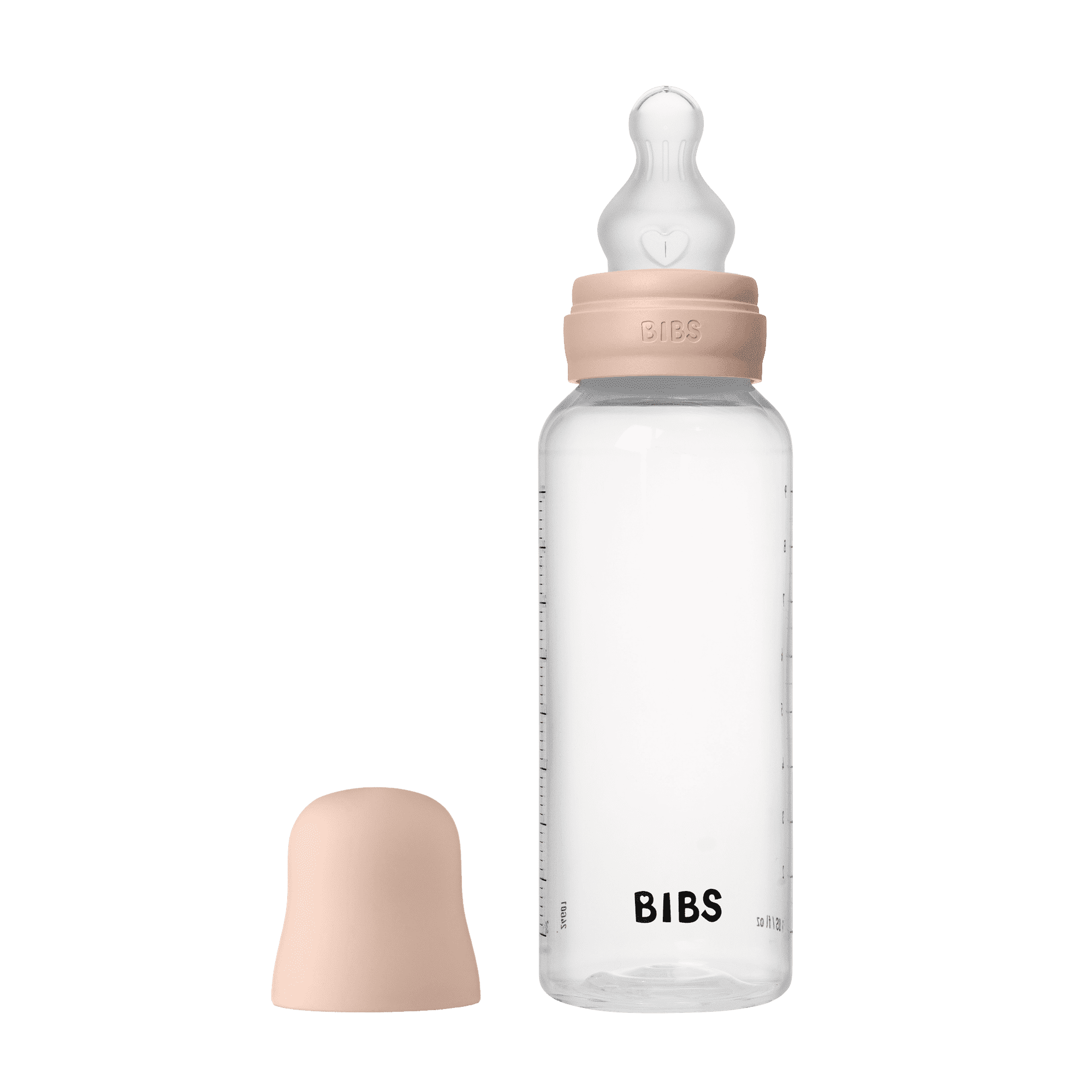 BIBS Baby Bottle with Medium Flow Silicone Nipple, Blush, 9 oz, 1 Each