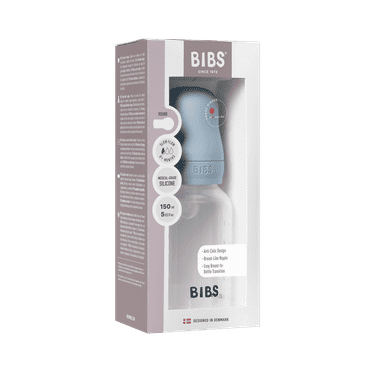 BIBS Baby Bottle with Slow Flow Silicone Nipple, Baby Blue, 5 oz, 1 Each