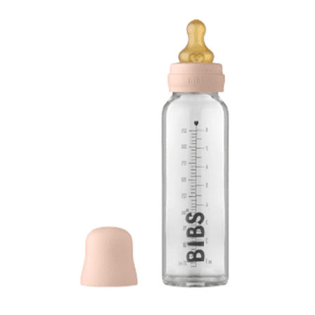 BIBS Baby Glass Bottle with Latex Nipple, Blush, 8 oz, 1 Count Each