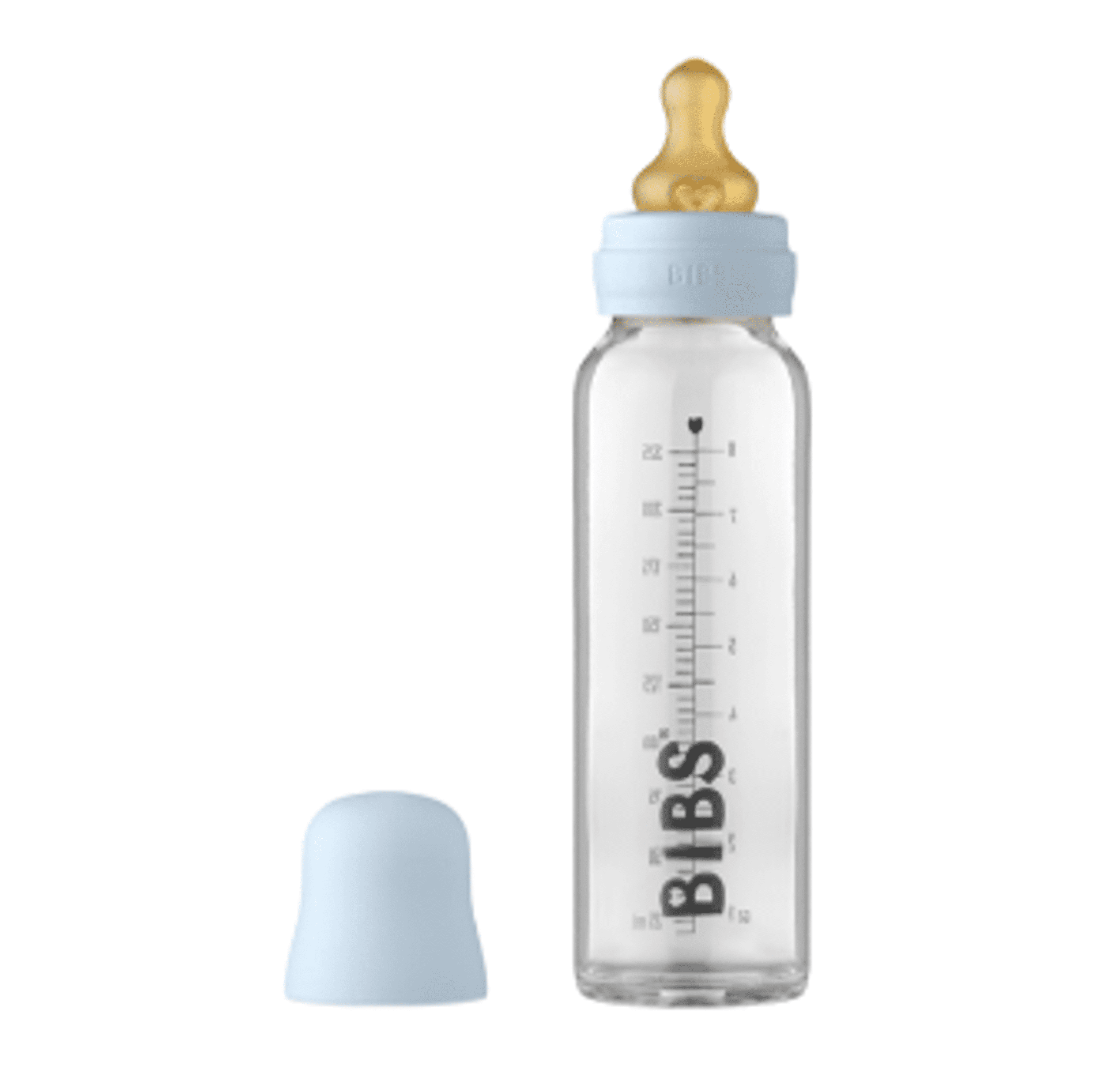 BIBS Baby Glass Bottle with Slow Flow Latex Nipple, Baby Blue, 8 oz, 1 Count Each