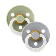 BIBS Colour Glow in The Dark Latex Pacifier Size 1, 0-6 Months, Sage/Cloud, 2 Pack, Infant