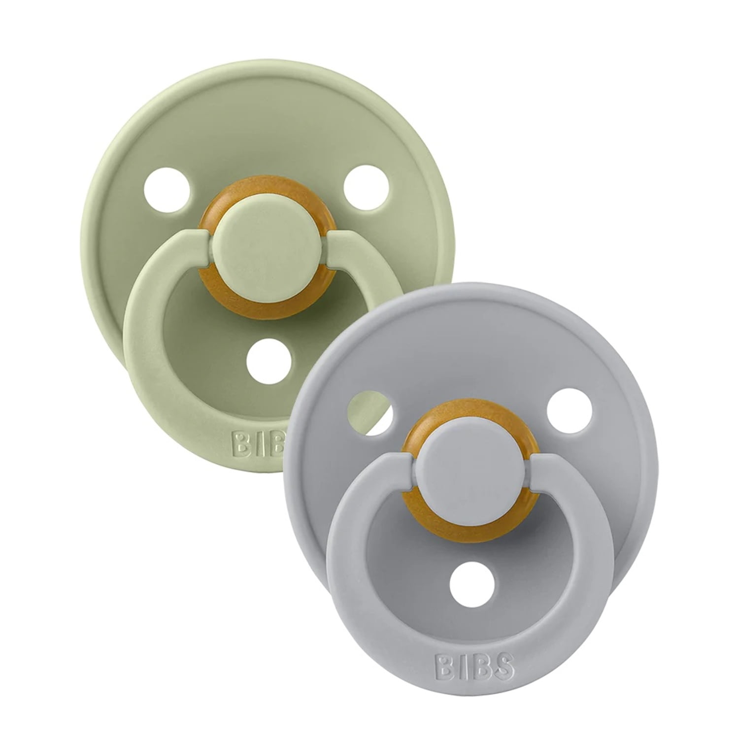 BIBS Colour Latex Infant Pacifier Size 2, 6-18 Months, Sage/Cloud, 2 Count