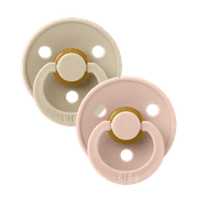 BIBS Colour Latex Pacifier Size 1, Vanilla/Blush, 2 Pack