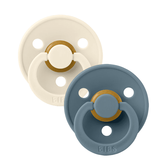BIBS Colour Latex Pacifier Size 2, 6-18 Months, Ivory/Petrol, 2 Pack, Infant