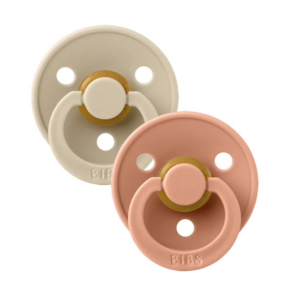 BIBS Colour Latex Pacifier Size 2, 6-18 Months, Vanilla/Peach, 2 Pack, Infant