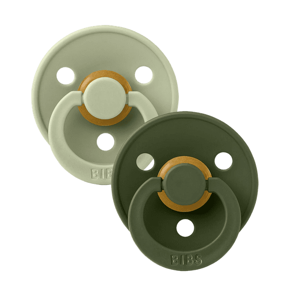 BIBS Colour Latex Pacifier Size 3, 18 to 36 Months, Sage/Hunter Green, 2 Pack