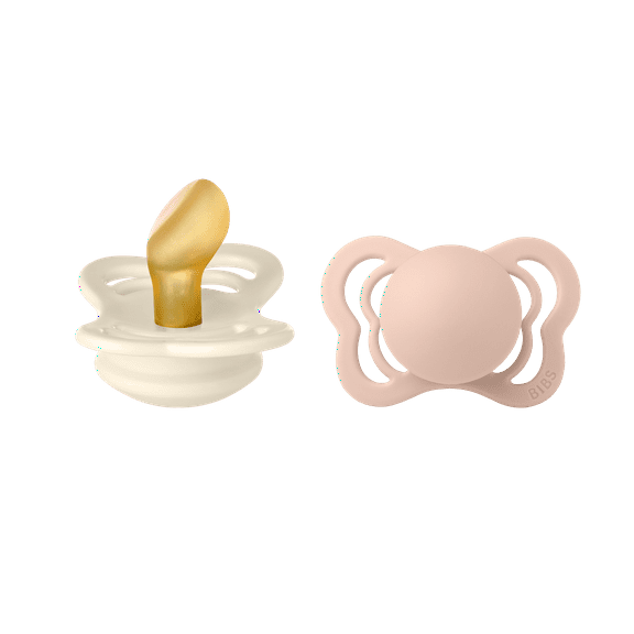BIBS Infant Couture Latex Size 1, 0-6 Months, Ivory/Blush, 2 Pack