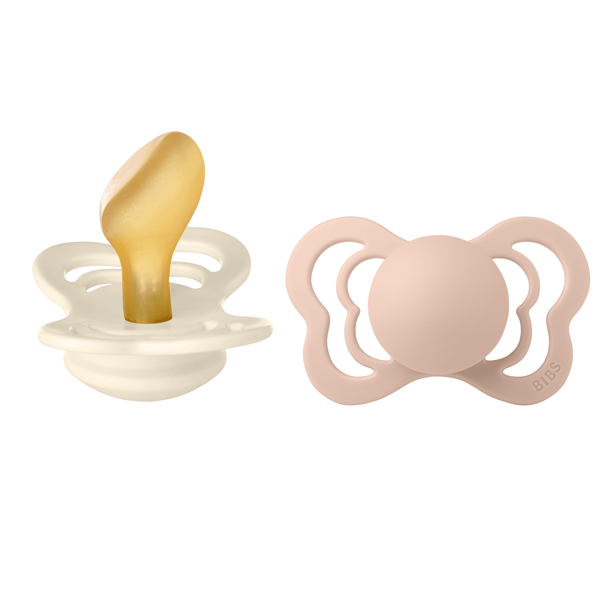 BIBS Infant Pacifier Couture Latex Size 2, 6-18 Months, Ivory/Blush, 2 pack
