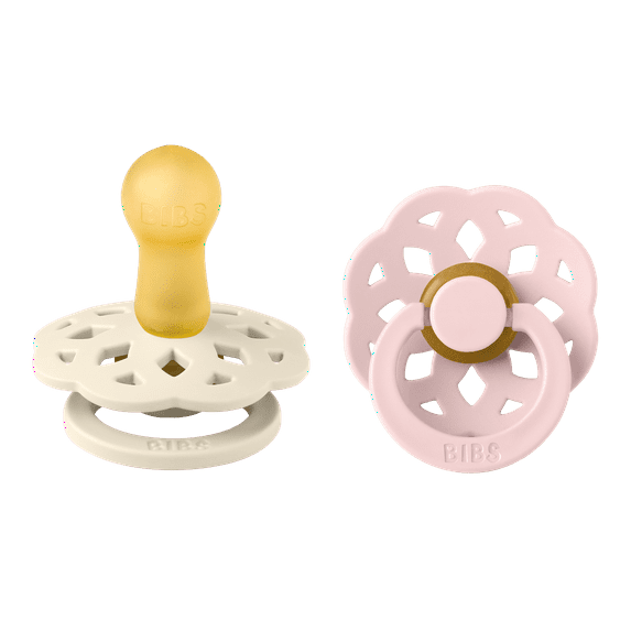 BIBS Pacifier Boheme Latex Size 2, 6-18 Months, Ivory/Blossom, 2 pack
