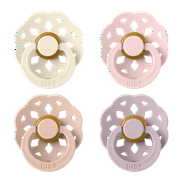 BIBS Pacifier Boheme Size 2, 6-18 Months, Ivory/Blush/Blossom/Lilac, 4 pack