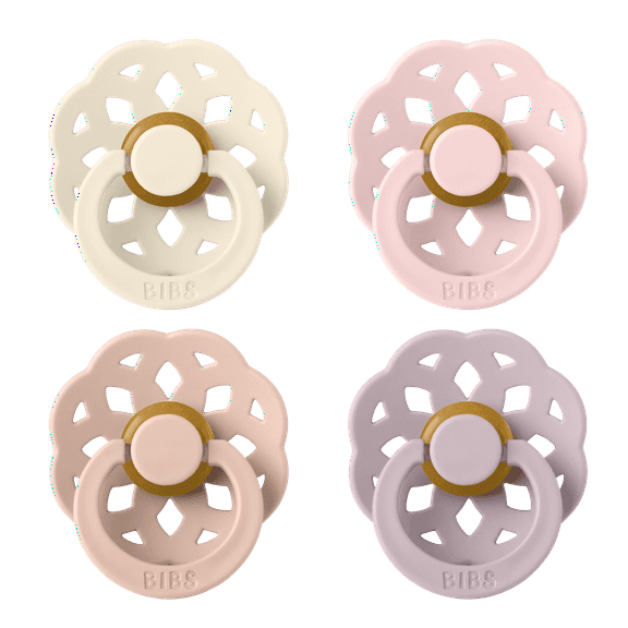 BIBS Pacifier Boheme Size 2, 6-18 Months, Ivory/Blush/Blossom/Lilac, 4 Pack