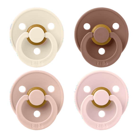 BIBS Pacifier Colour Size 1, 0-6 Months, Ivory/Blush/Woodchuck/Blossom, 4 Pack